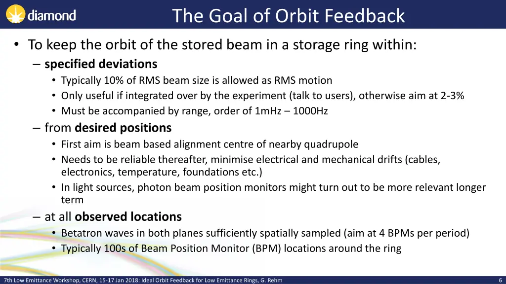 the goal of orbit feedback