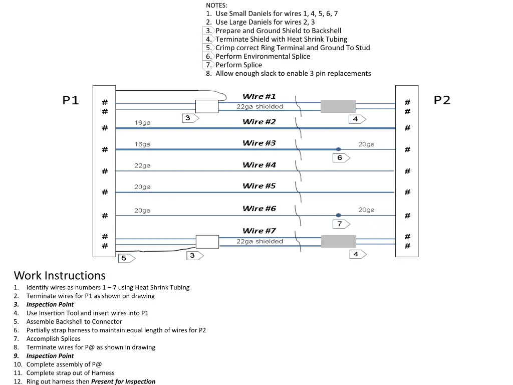 notes 1 use small daniels for wires 1