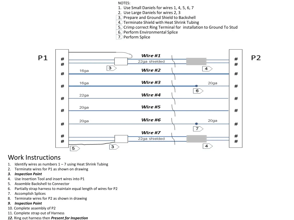 notes 1 use small daniels for wires 2