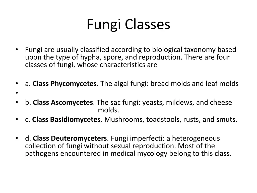 fungi classes