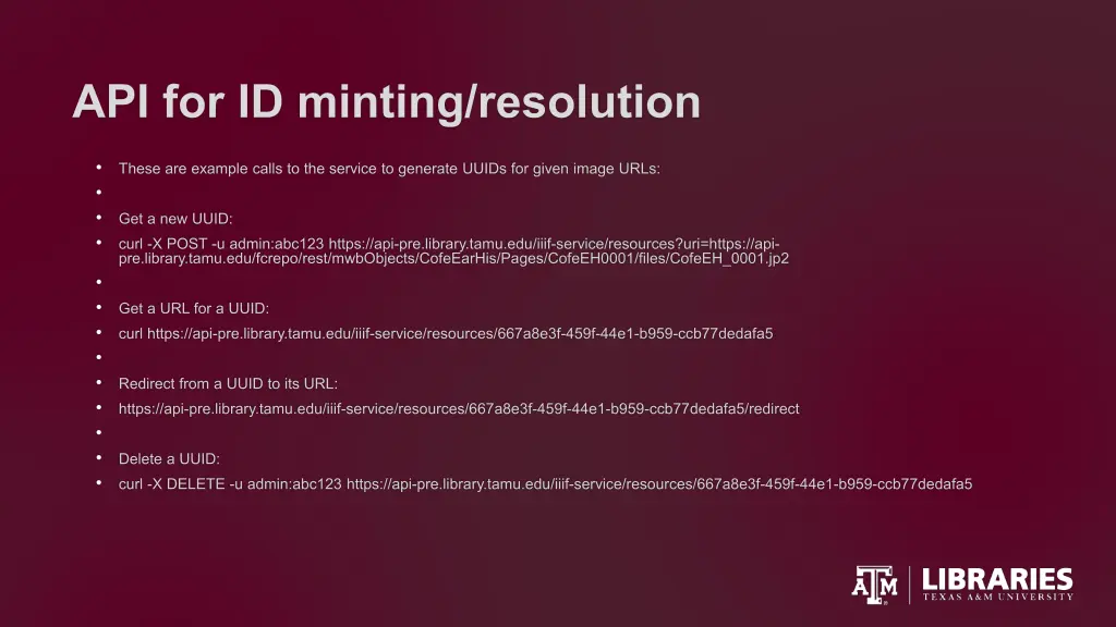 api for id minting resolution