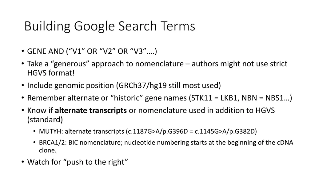 building google search terms