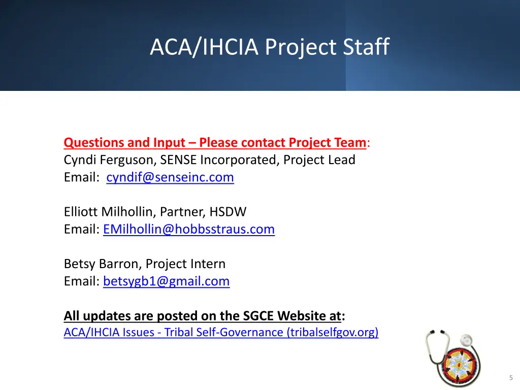 aca ihcia project staff