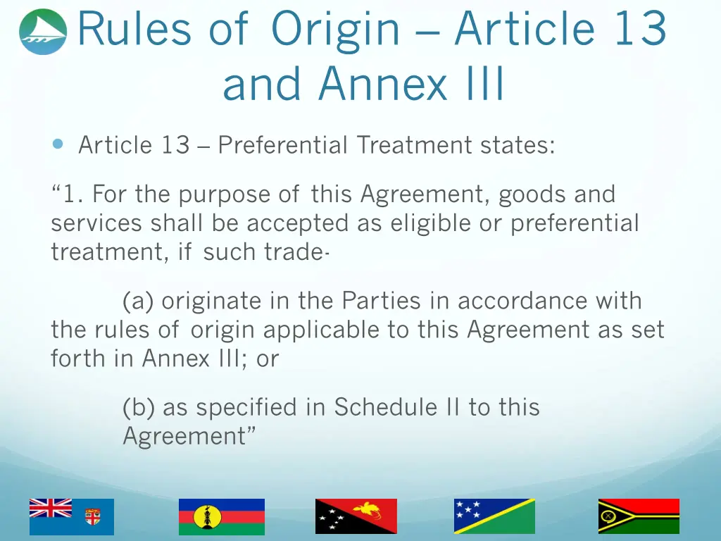 rules of origin article 13 and annex iii