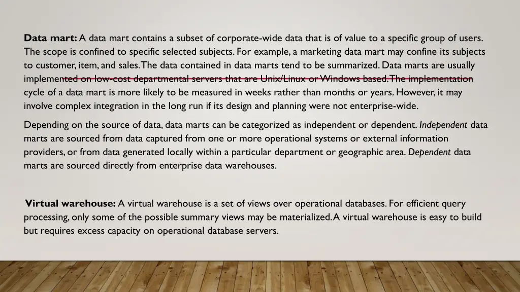 data mart a data mart contains a subset