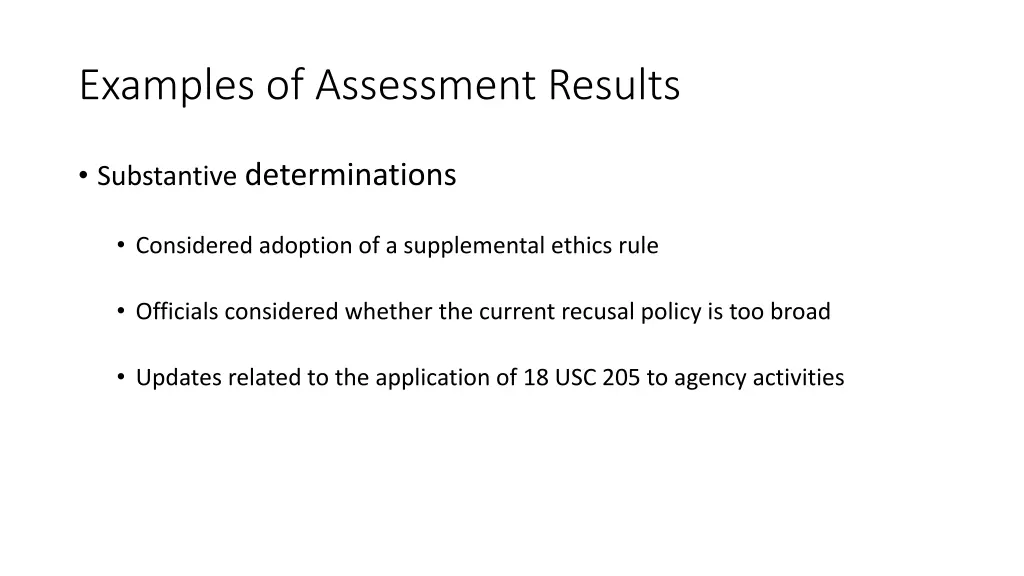 examples of assessment results