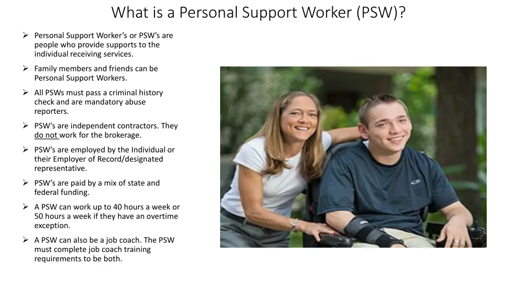 what is a personal support worker psw