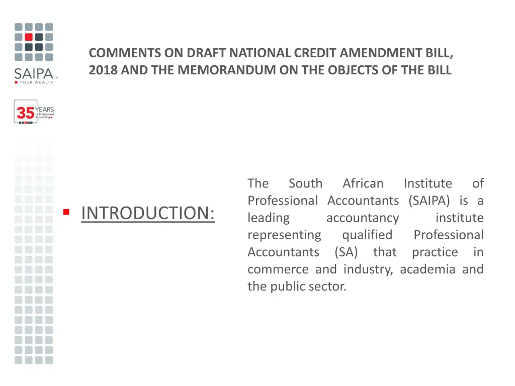 comments on draft national credit amendment bill