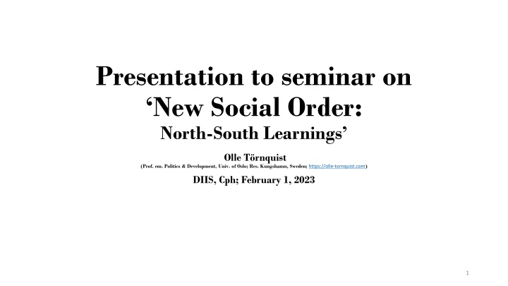 presentation to seminar on new social order north