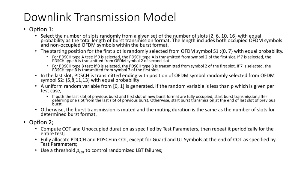 downlink transmission model option 1 select