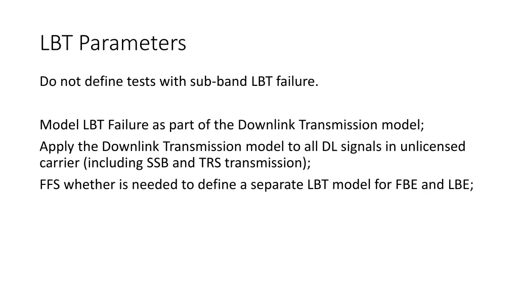 lbt parameters