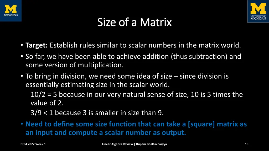 size of a matrix size of a matrix