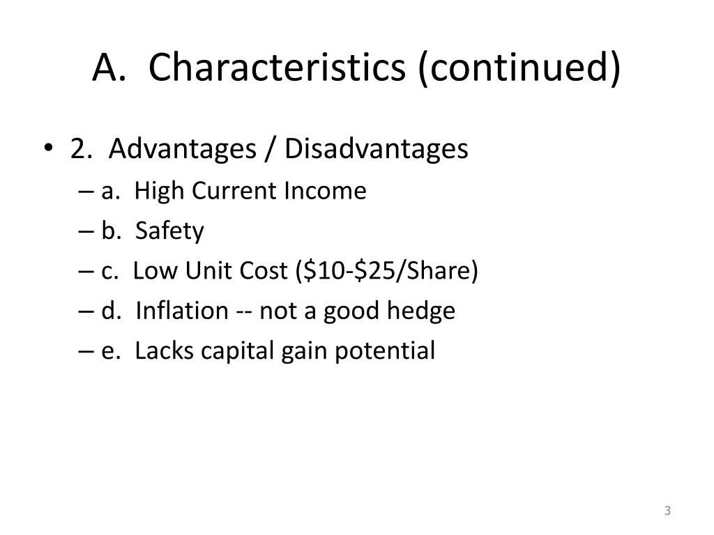 a characteristics continued