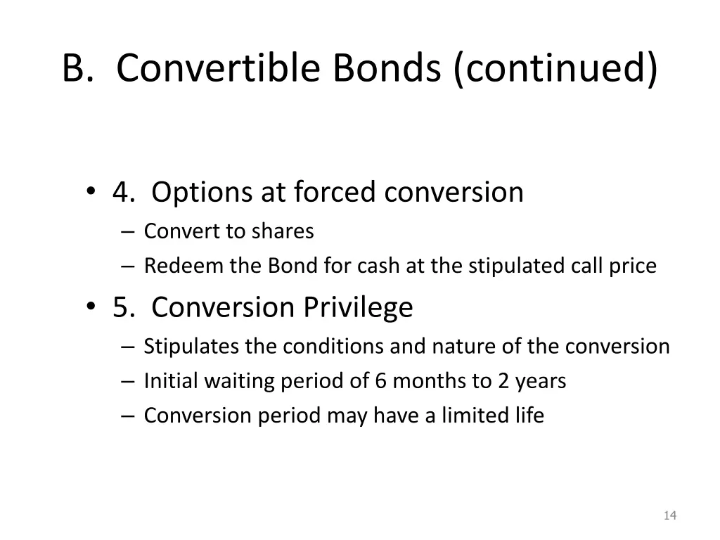 b convertible bonds continued