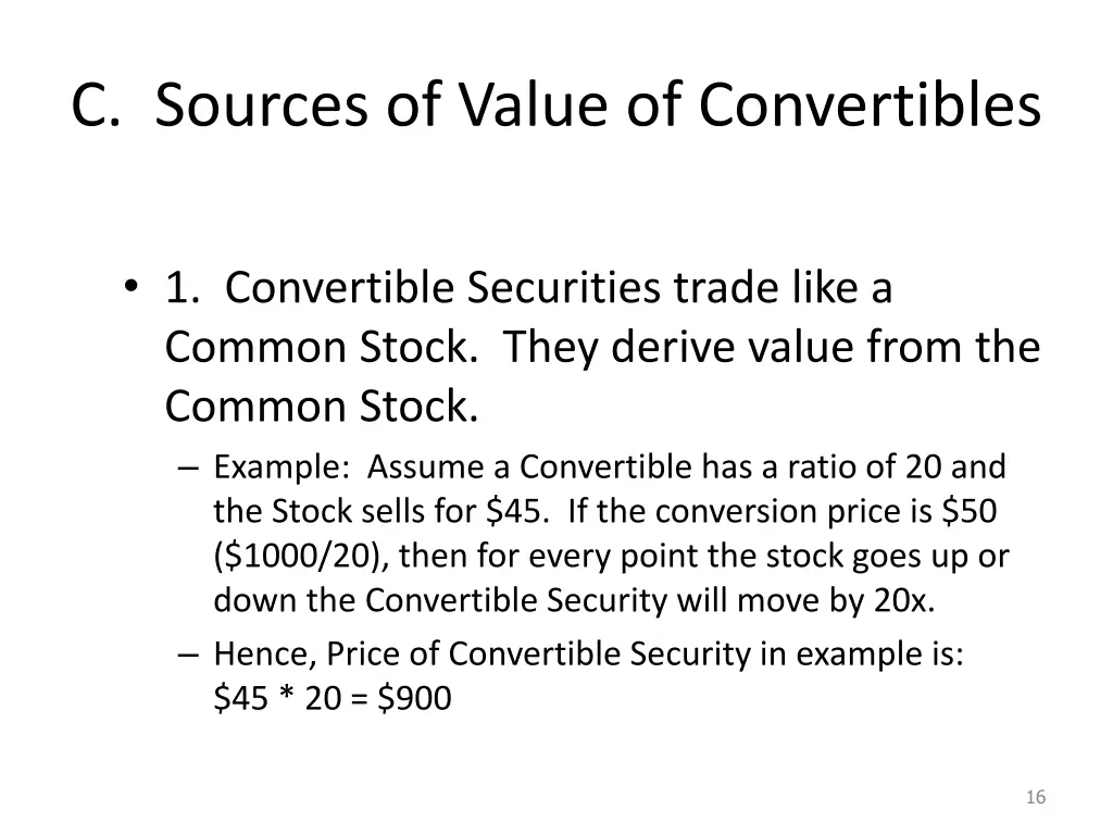 c sources of value of convertibles