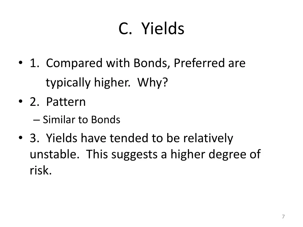 c yields