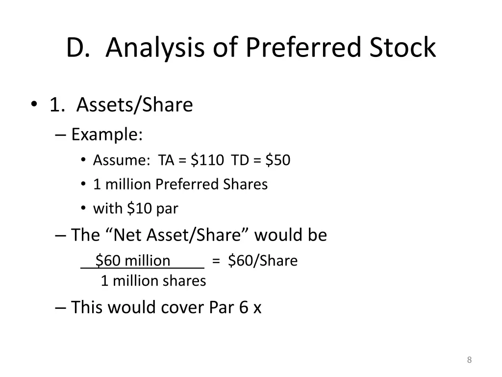 d analysis of preferred stock