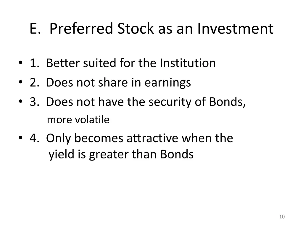 e preferred stock as an investment