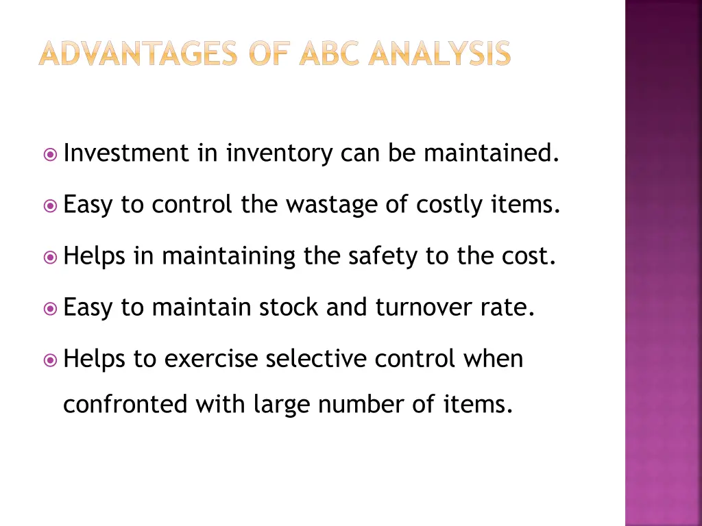 advantages of abc analysis