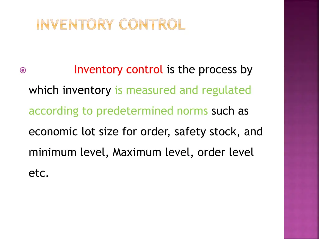 inventory control