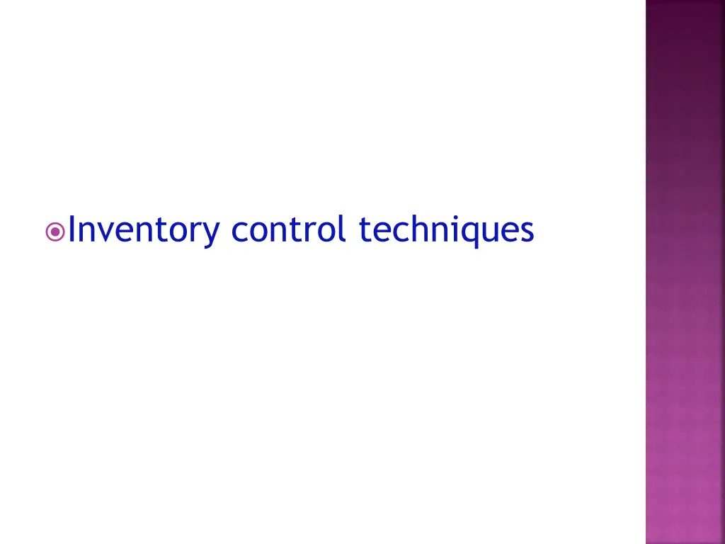 inventory control techniques