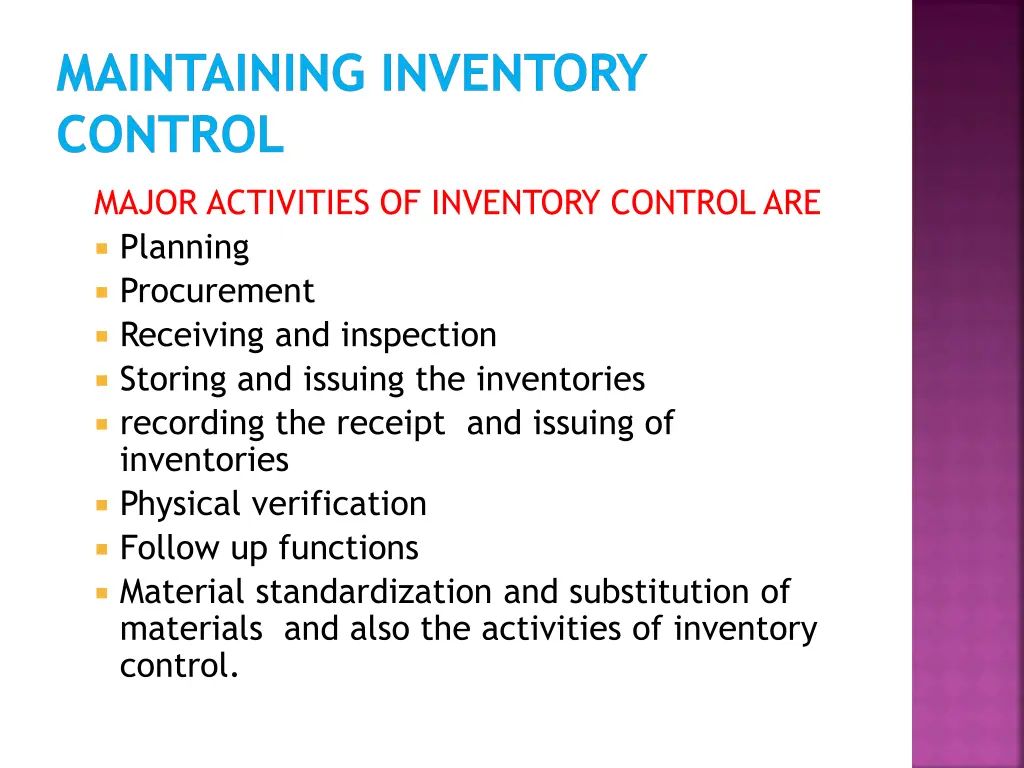 maintaining inventory control