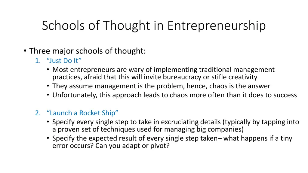 schools of thought in entrepreneurship