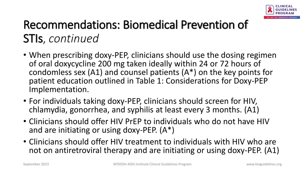 recommendations biomedical prevention