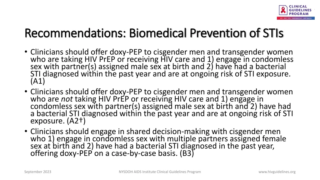 recommendations biomedical prevention of stis