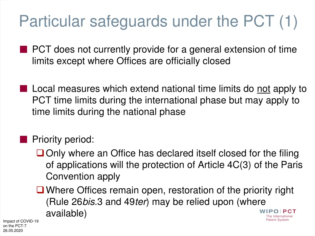 particular safeguards under the pct 1