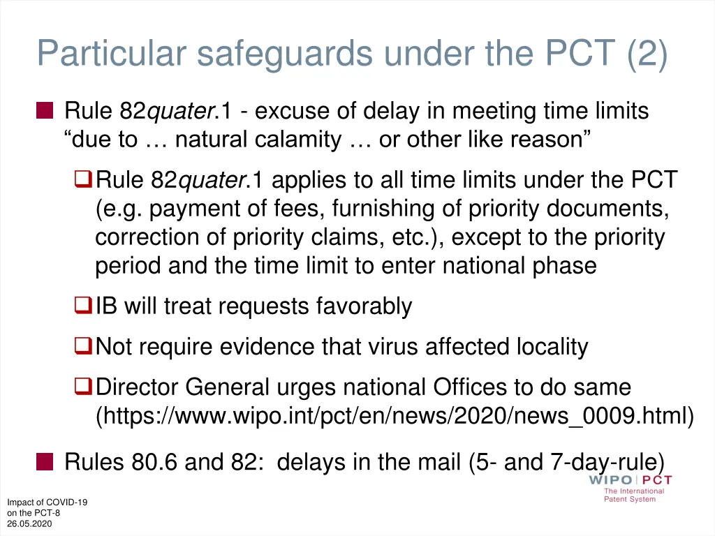 particular safeguards under the pct 2