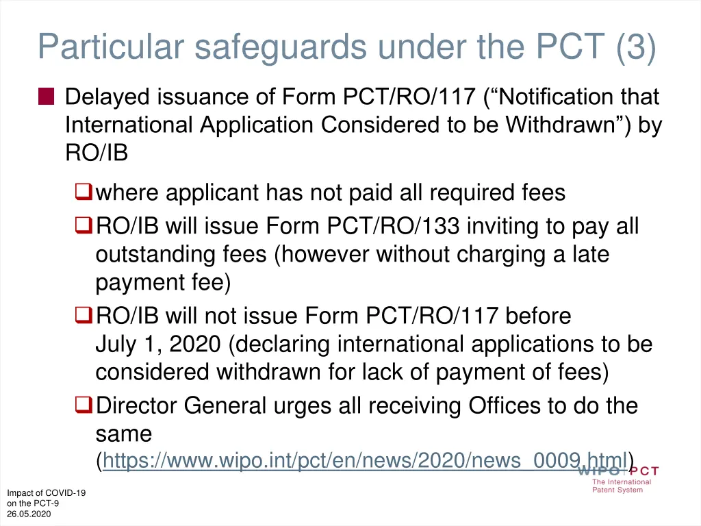 particular safeguards under the pct 3