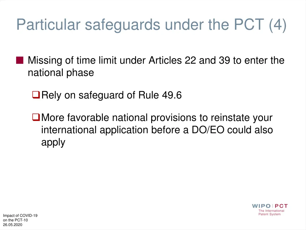 particular safeguards under the pct 4