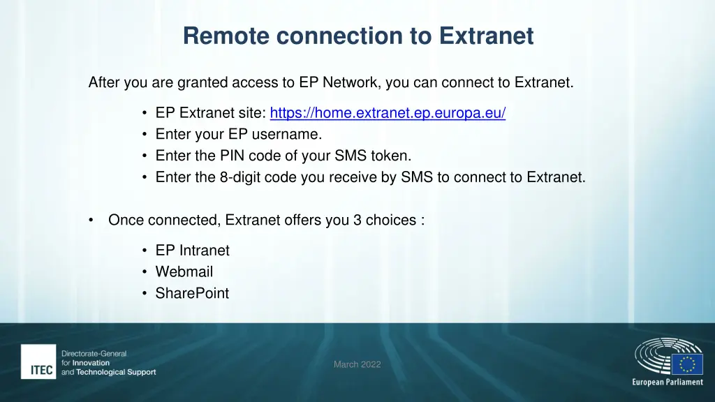 remote connection to extranet