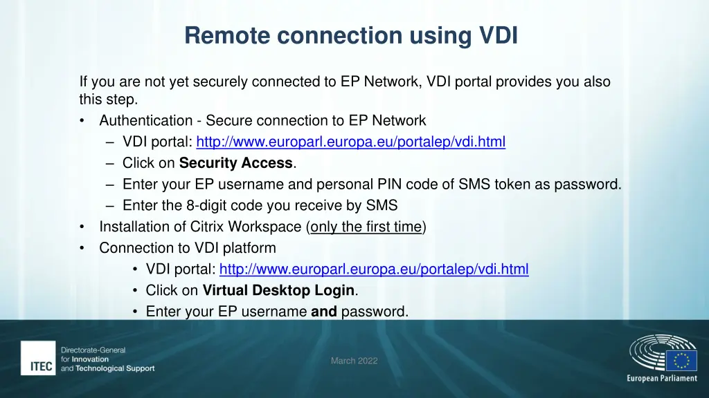 remote connection using vdi