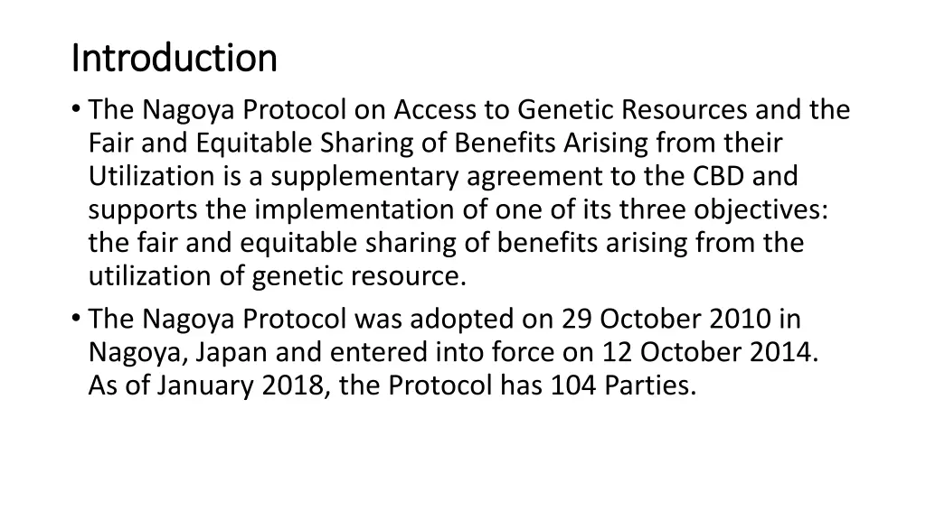 introduction introduction the nagoya protocol