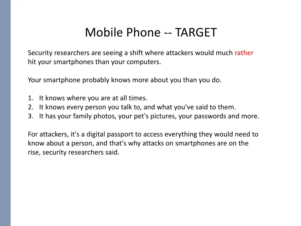 mobile phone target