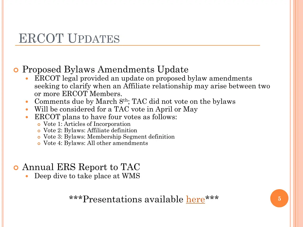 ercot u pdates