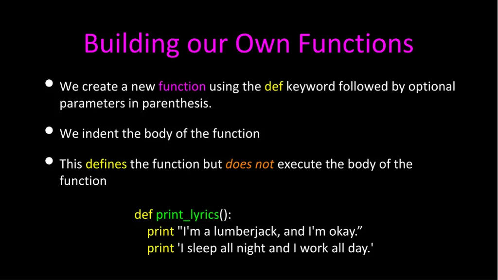 building our own functions