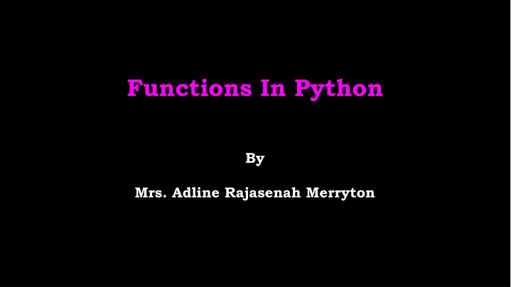 functions in python