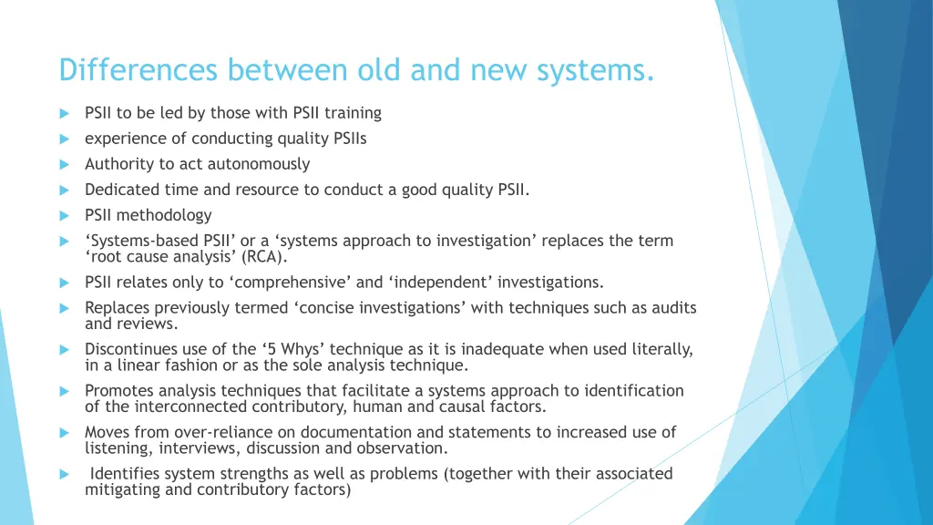 differences between old and new systems 1