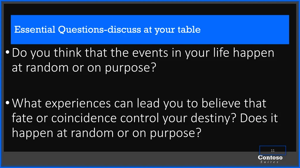 essential questions discuss at your table