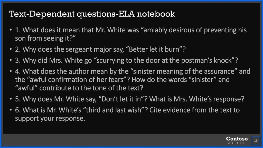 text dependent questions ela notebook