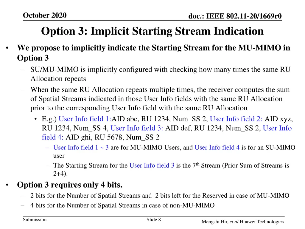 october 2020 option 3 implicit starting stream