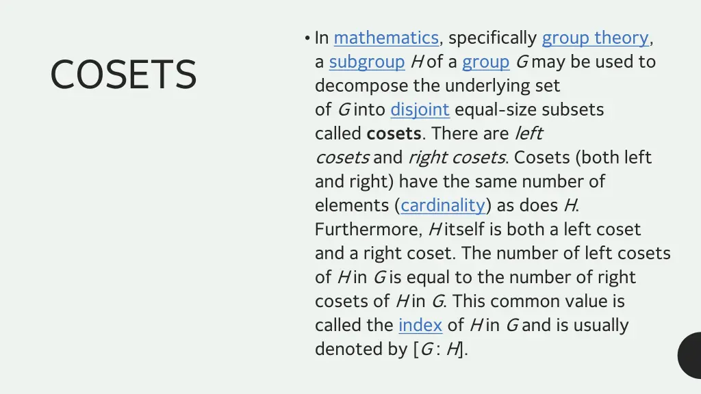 in mathematics specifically group theory