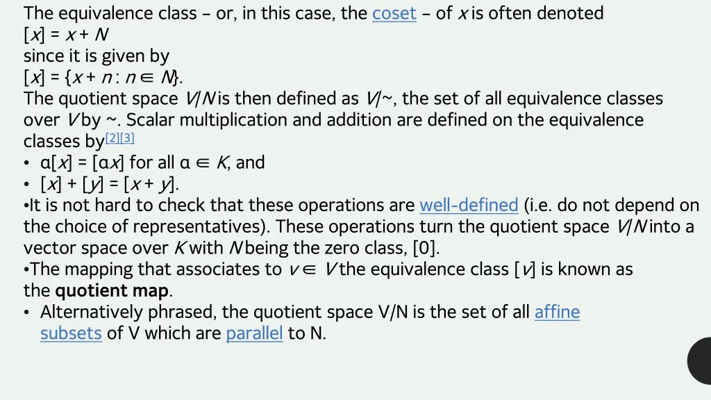 the equivalence class or in this case the coset