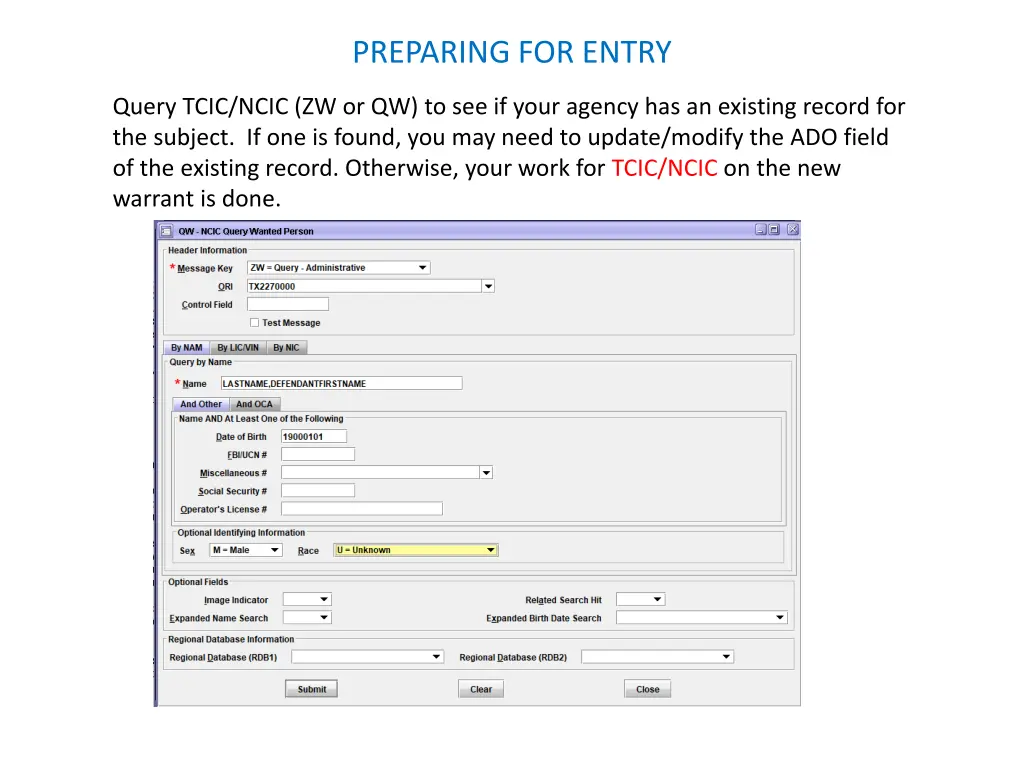 preparing for entry 2