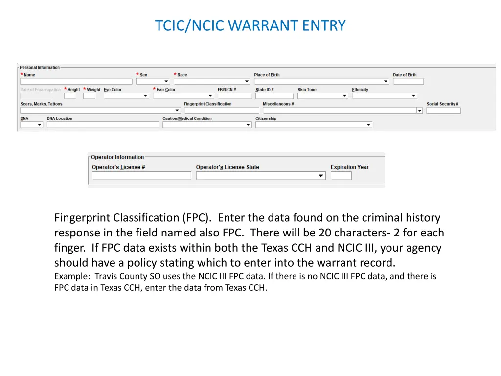 tcic ncic warrant entry 16