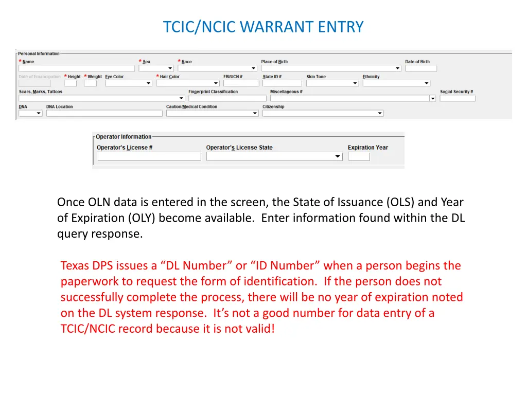 tcic ncic warrant entry 18