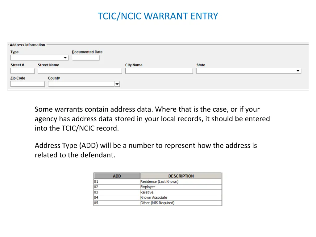 tcic ncic warrant entry 19